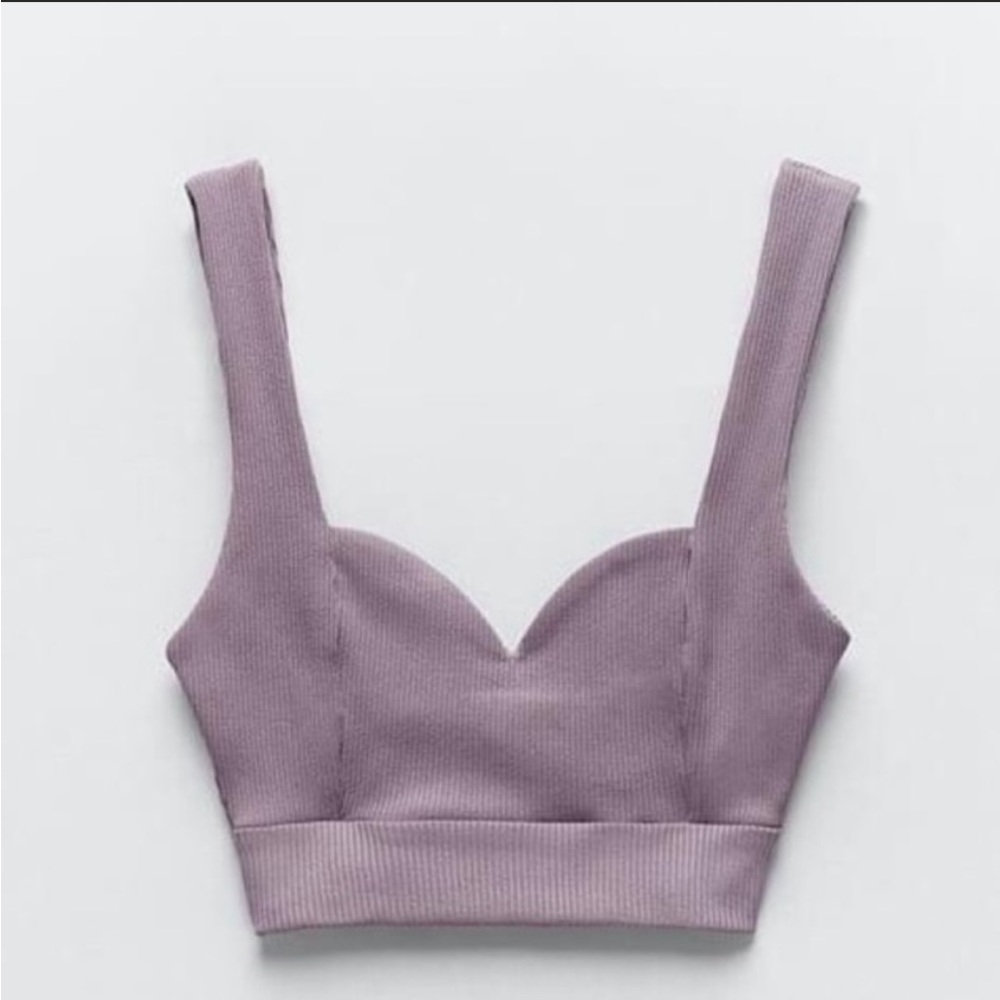 NWT Zara Ribbed Bralette Crop Top Sz L